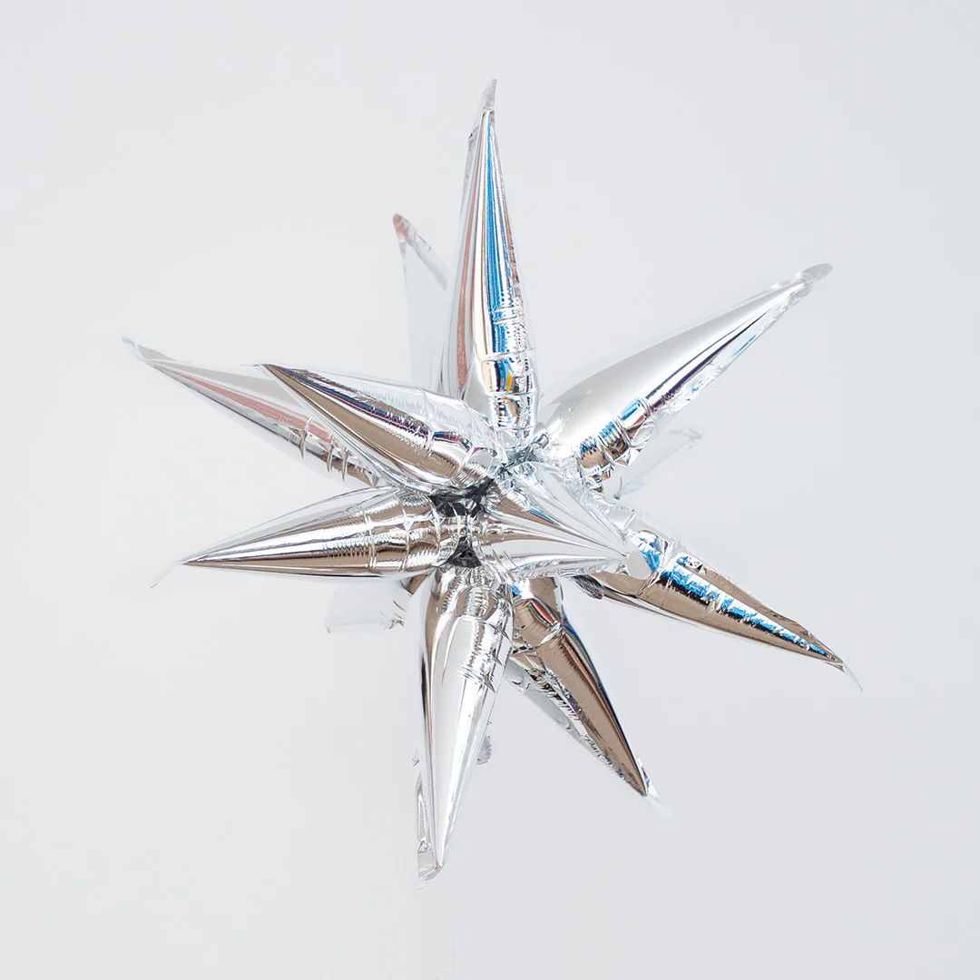 Burst Party Silver 12" Mini Starburst Foil Balloon (1)